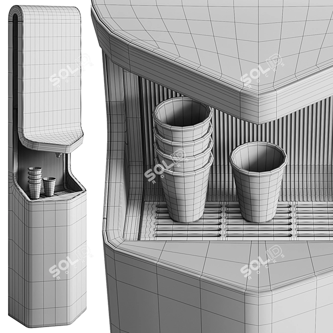 Dispenser Duo White/Silver Cooler 3D model image 6