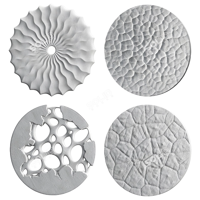 Circular Relief Panel Set 4 3D model image 1