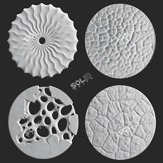 Circular Relief Panel Set 4 3D model image 2