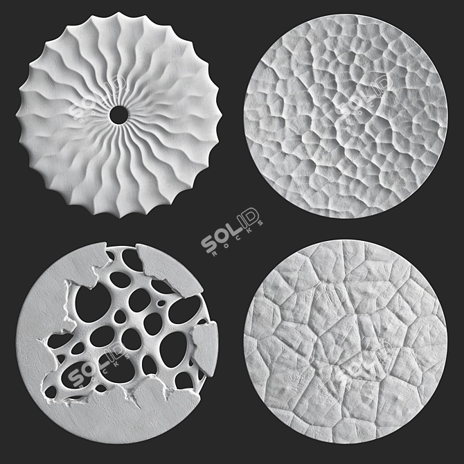 Circular Relief Panel Set 4 3D model image 4