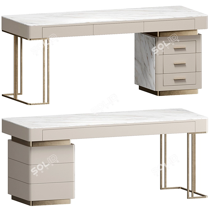 Marble Top Writing Desk 3D model image 1