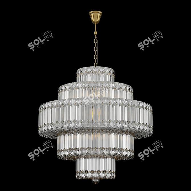 Elegant Gold Crystal Chandelier 3D model image 1