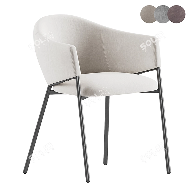 Velvet Beige Eliza Chair Model 3D model image 1