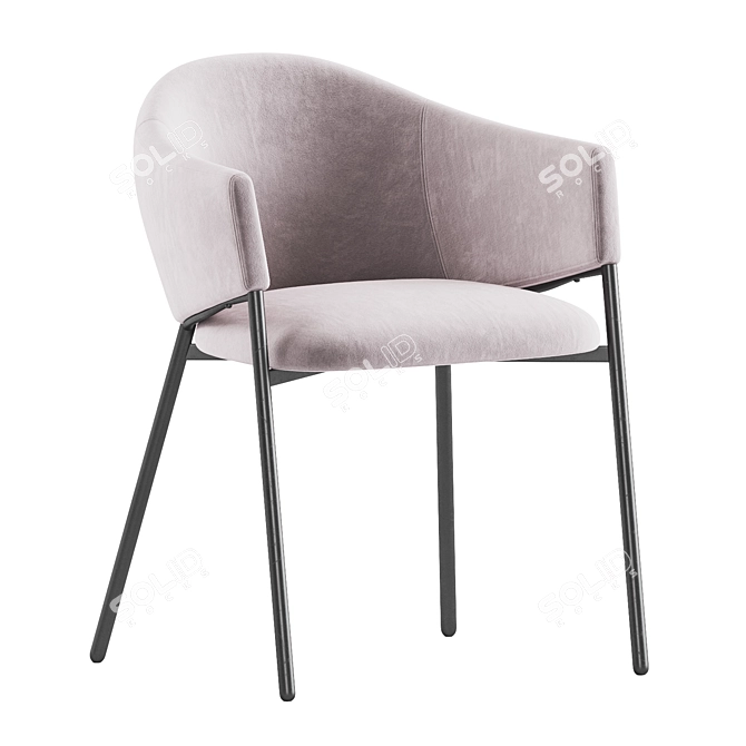 Velvet Beige Eliza Chair Model 3D model image 3