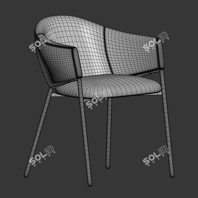 Velvet Beige Eliza Chair Model 3D model image 4