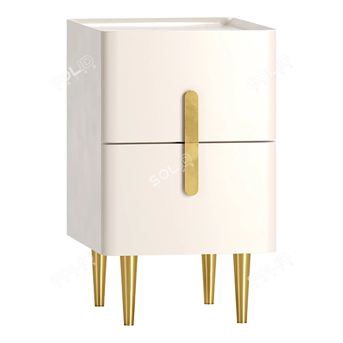 Minimalist Beige Bedside Table 3D model image 1