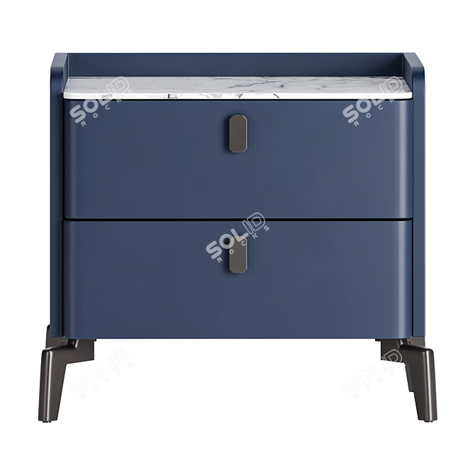 Modern Blue Marble Bedroom Nightstand 3D model image 2