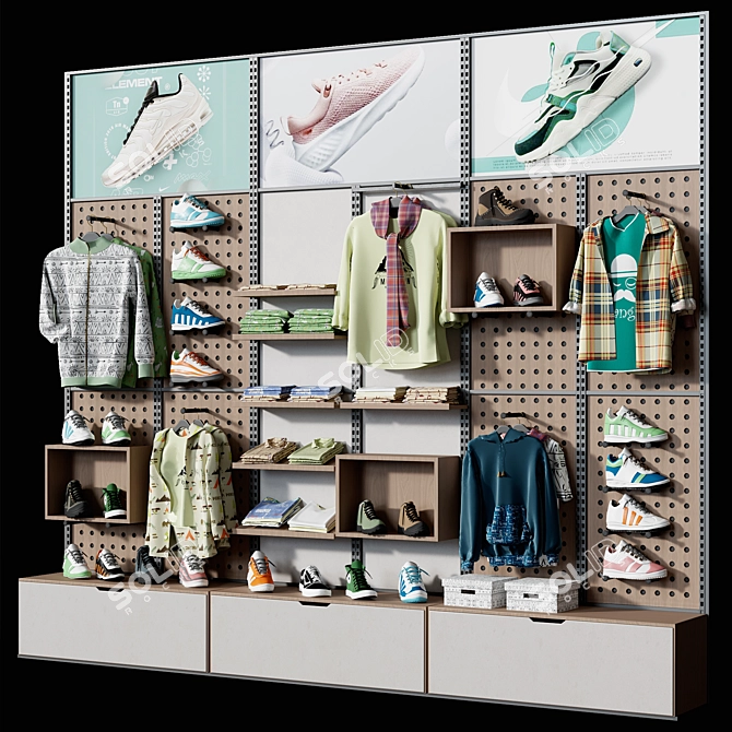 Sportswear Rack Stand Display 3D model image 3