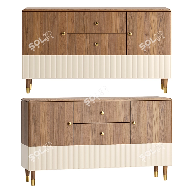 Modern Walnut Sideboard Furniture 3D model image 1