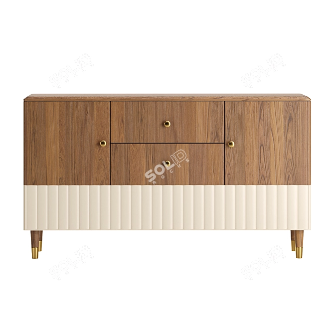 Modern Walnut Sideboard Furniture 3D model image 3