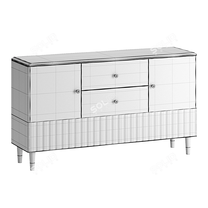 Modern Walnut Sideboard Furniture 3D model image 4