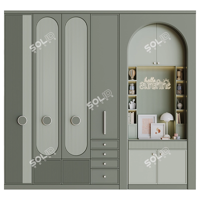 Modern 3D Wardrobe Model 3D model image 1