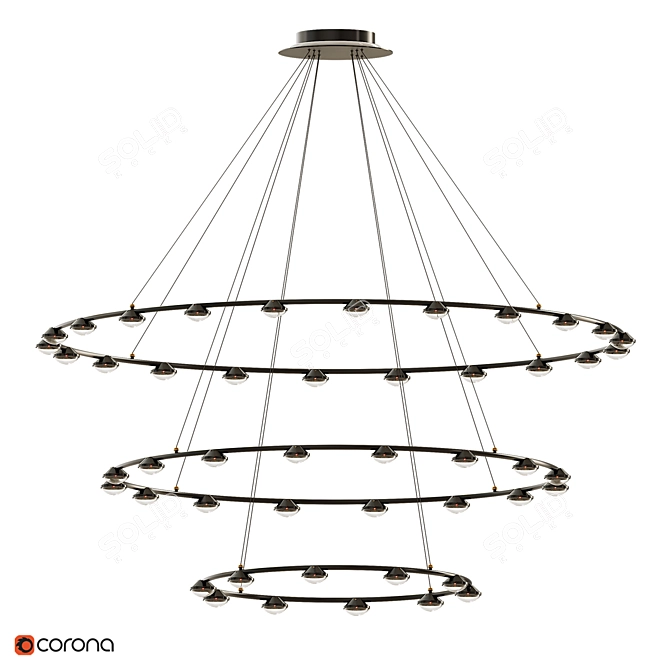 Optical Lens LED Ring Chandelier 3D model image 1