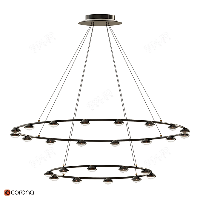 Optical Lens LED Ring Chandelier 3D model image 2