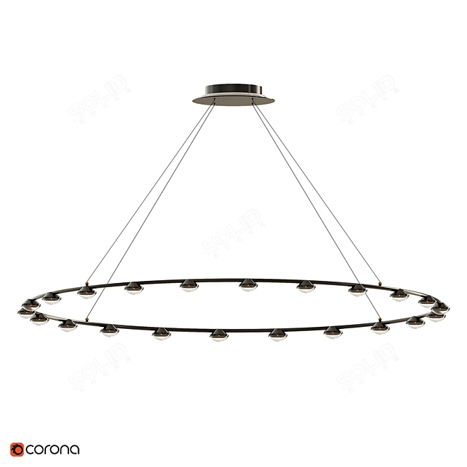 Optical Lens LED Ring Chandelier 3D model image 3