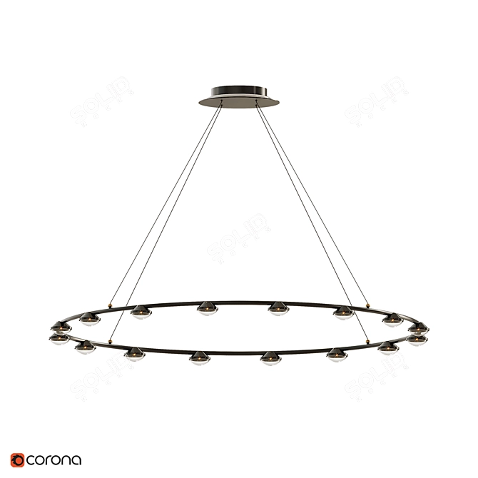 Optical Lens LED Ring Chandelier 3D model image 4