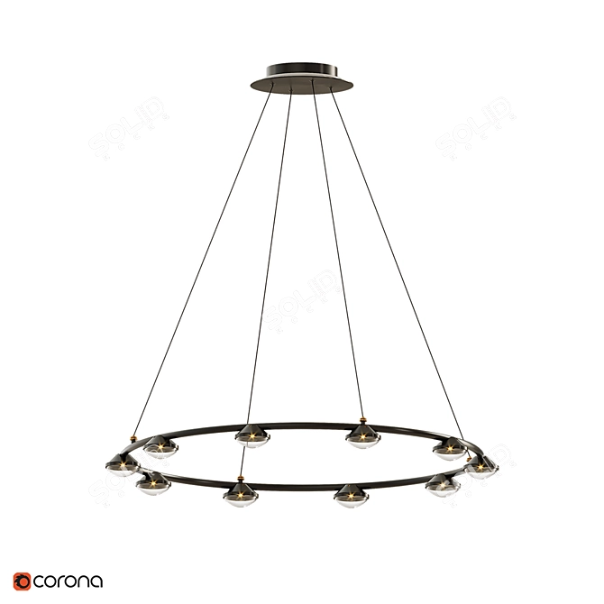 Optical Lens LED Ring Chandelier 3D model image 5