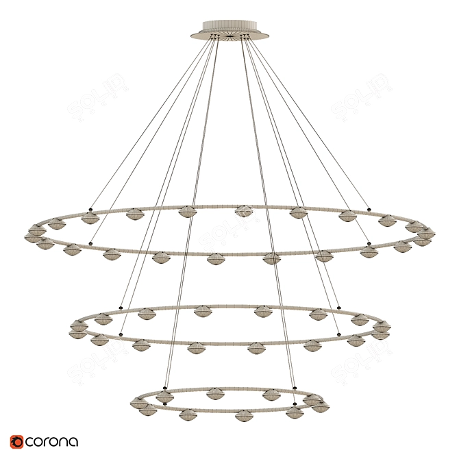 Optical Lens LED Ring Chandelier 3D model image 6