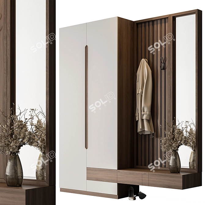 Slim Entryway Closet Organizer 3D model image 1