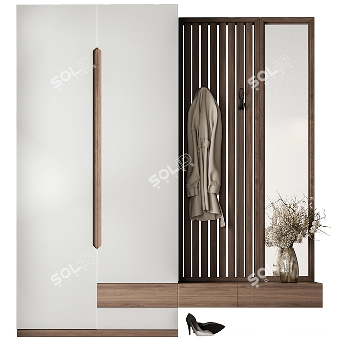 Slim Entryway Closet Organizer 3D model image 3