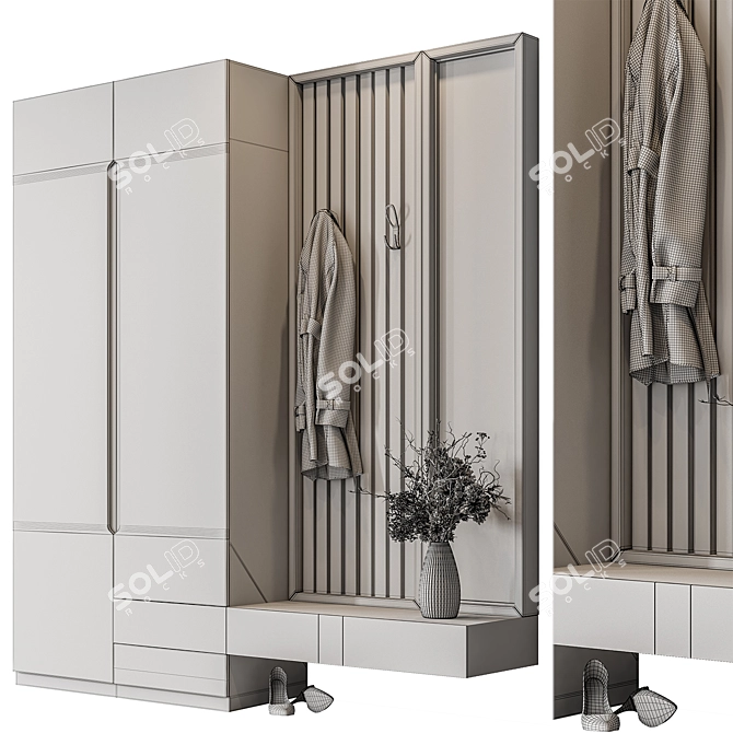 Slim Entryway Closet Organizer 3D model image 4