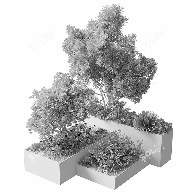 Concrete Planter Set Outdoor Stand 3D model image 5