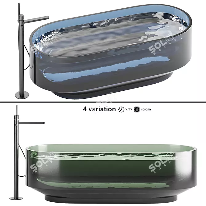  Modern Glass Bathtub 3D Model 3D model image 1