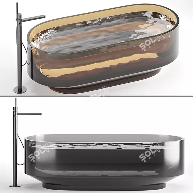  Modern Glass Bathtub 3D Model 3D model image 2