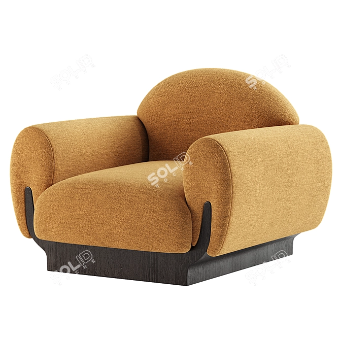 Modern Black Oakwood Armchair | Boucle Fabric 3D model image 2