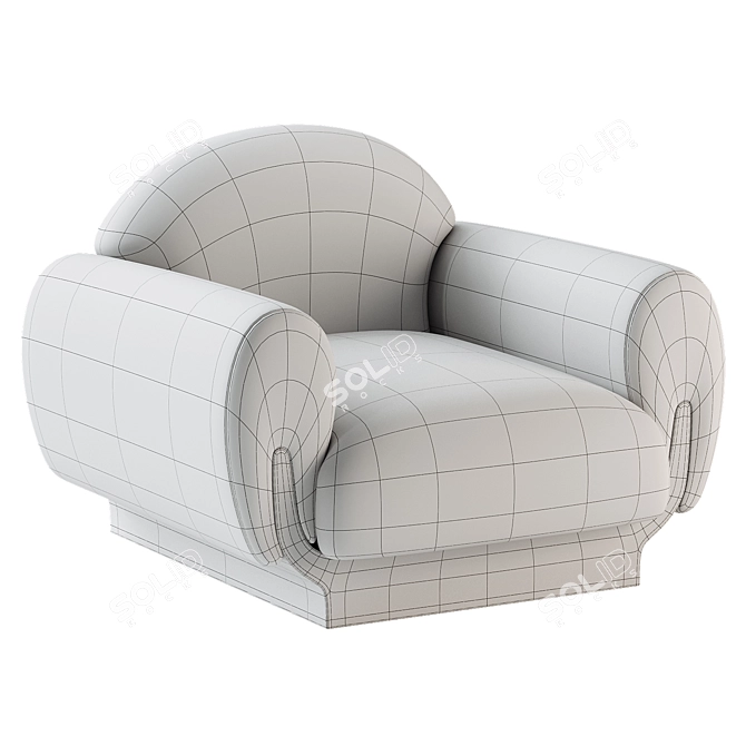 Modern Black Oakwood Armchair | Boucle Fabric 3D model image 5