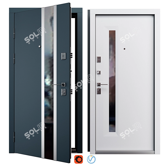 Modern Metal Entry Door Bundle 3D model image 1