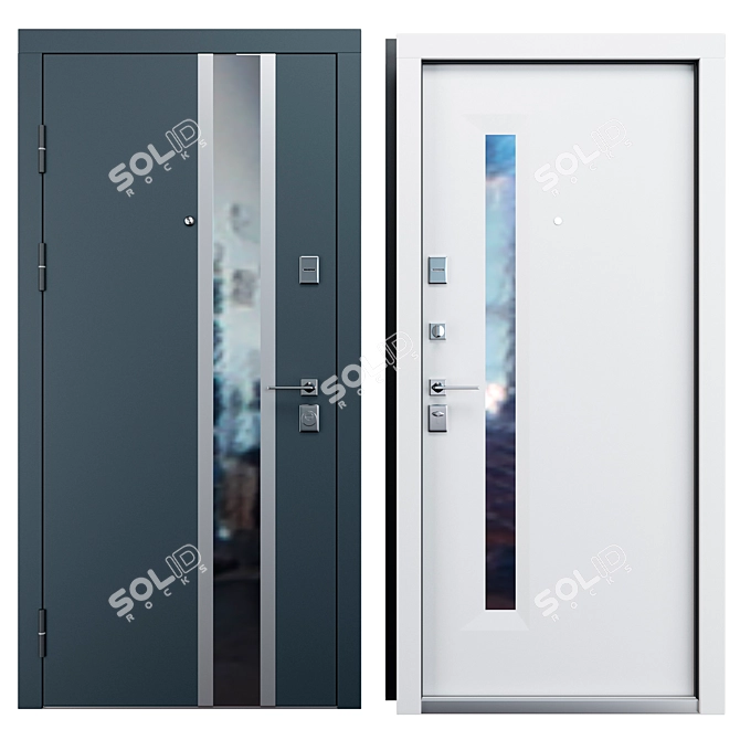 Modern Metal Entry Door Bundle 3D model image 3