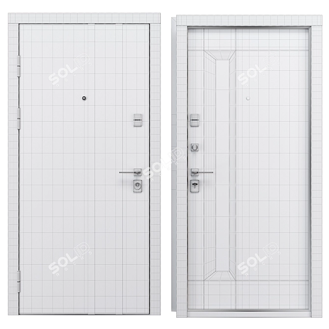 Modern Metal Entry Door Bundle 3D model image 4