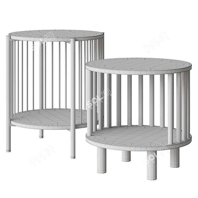 Haris Osaka Bedside Table Set 3D model image 2