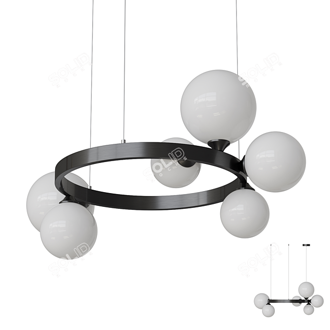 Asymmetric Glass Ring Chandelier 3D model image 1