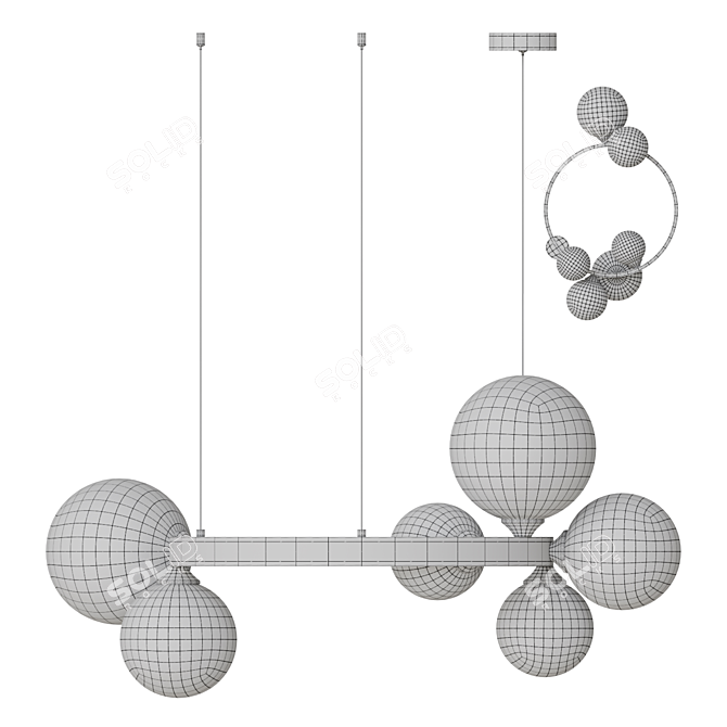 Asymmetric Glass Ring Chandelier 3D model image 5