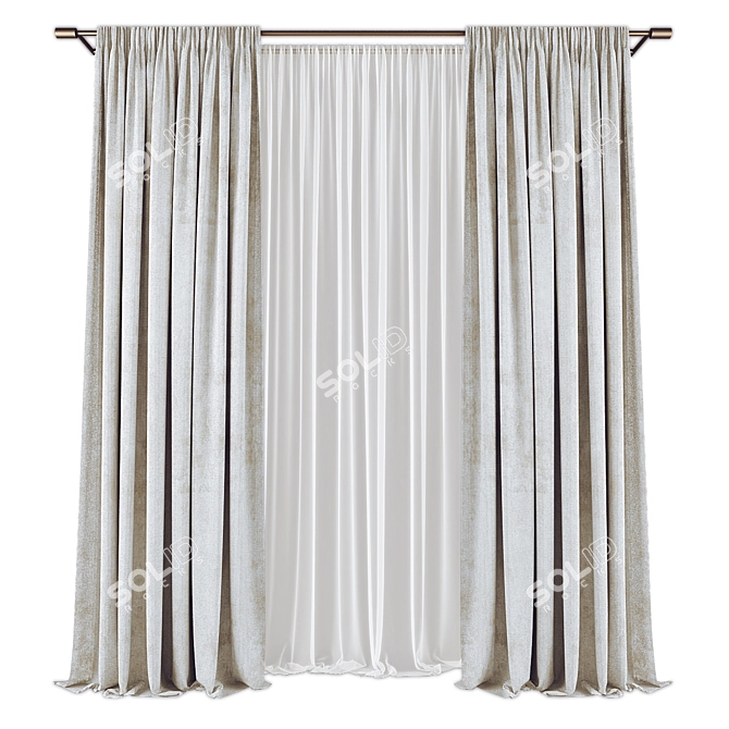 Modern Curtains Set, High Quality 3D model image 3