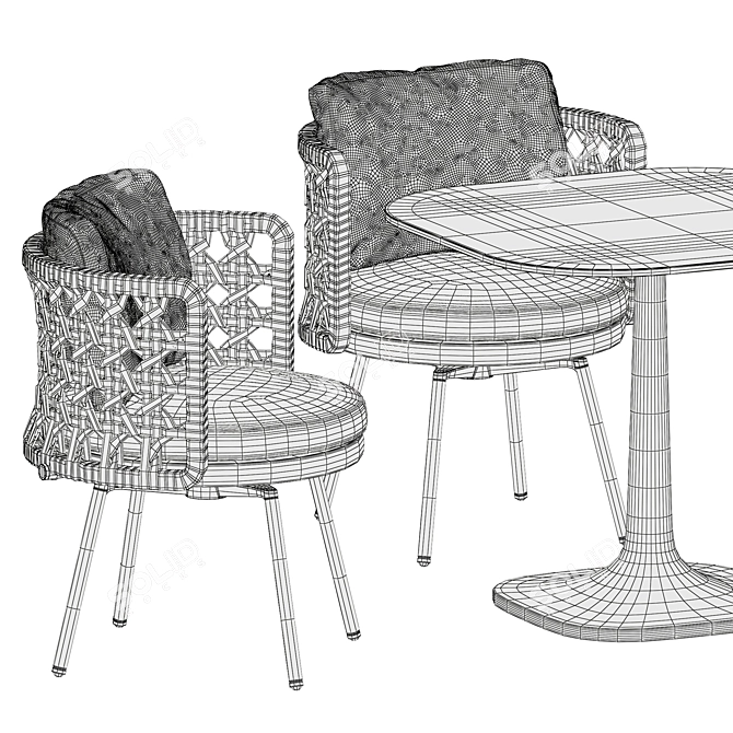 Outdoor Nest Chair and Table 3D model image 5