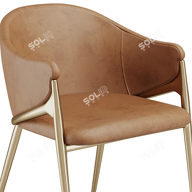 Elegant Brass Velvet Dining Chair 3D model image 3