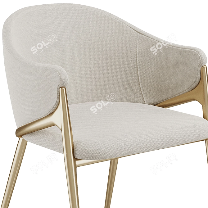 Elegant Brass Velvet Dining Chair 3D model image 4