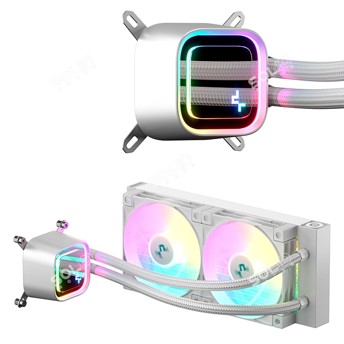 Liquid Cooling System with RGB Lighting 3D model image 2