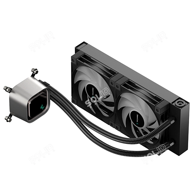 Liquid Cooling System with RGB Lighting 3D model image 3