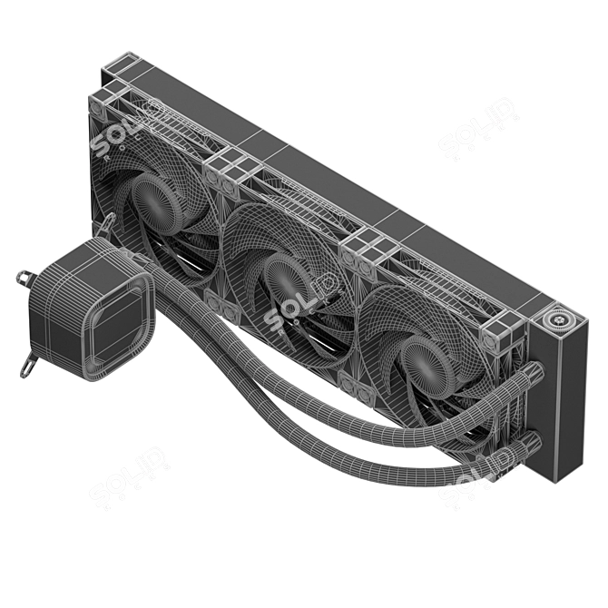 Liquid Cooling System with RGB Lighting 3D model image 7