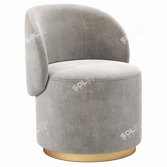 Greer Velvet Dining Chair Yellow 3D model image 1