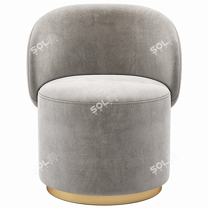 Greer Velvet Dining Chair Yellow 3D model image 4