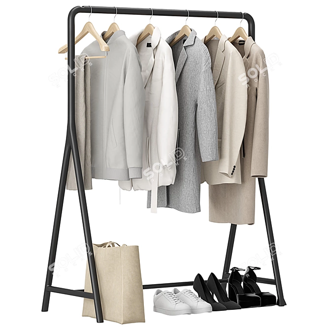 Luxury Outerwear Rack Set 01 3D model image 1