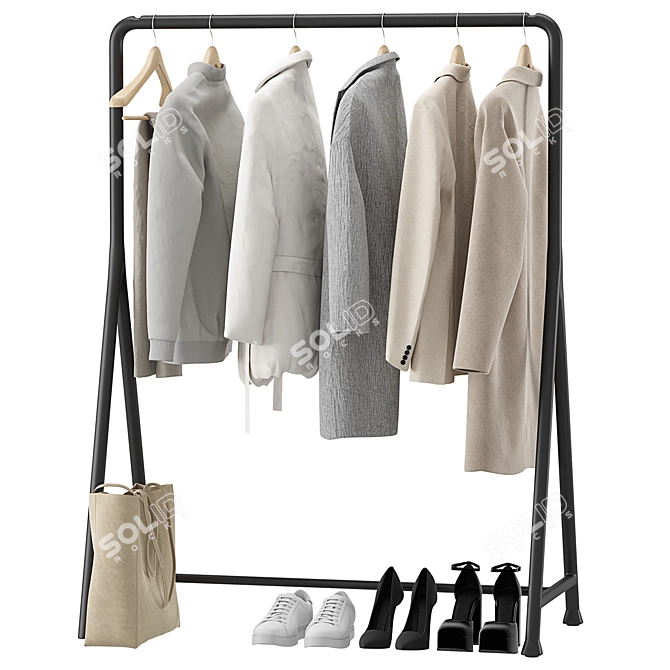 Luxury Outerwear Rack Set 01 3D model image 2