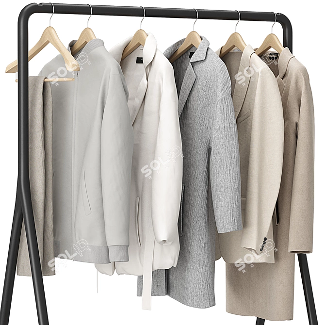 Luxury Outerwear Rack Set 01 3D model image 4