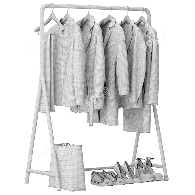 Luxury Outerwear Rack Set 01 3D model image 7