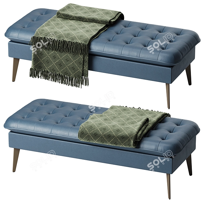 Eco Leather Ottoman with Plaid 3D model image 1